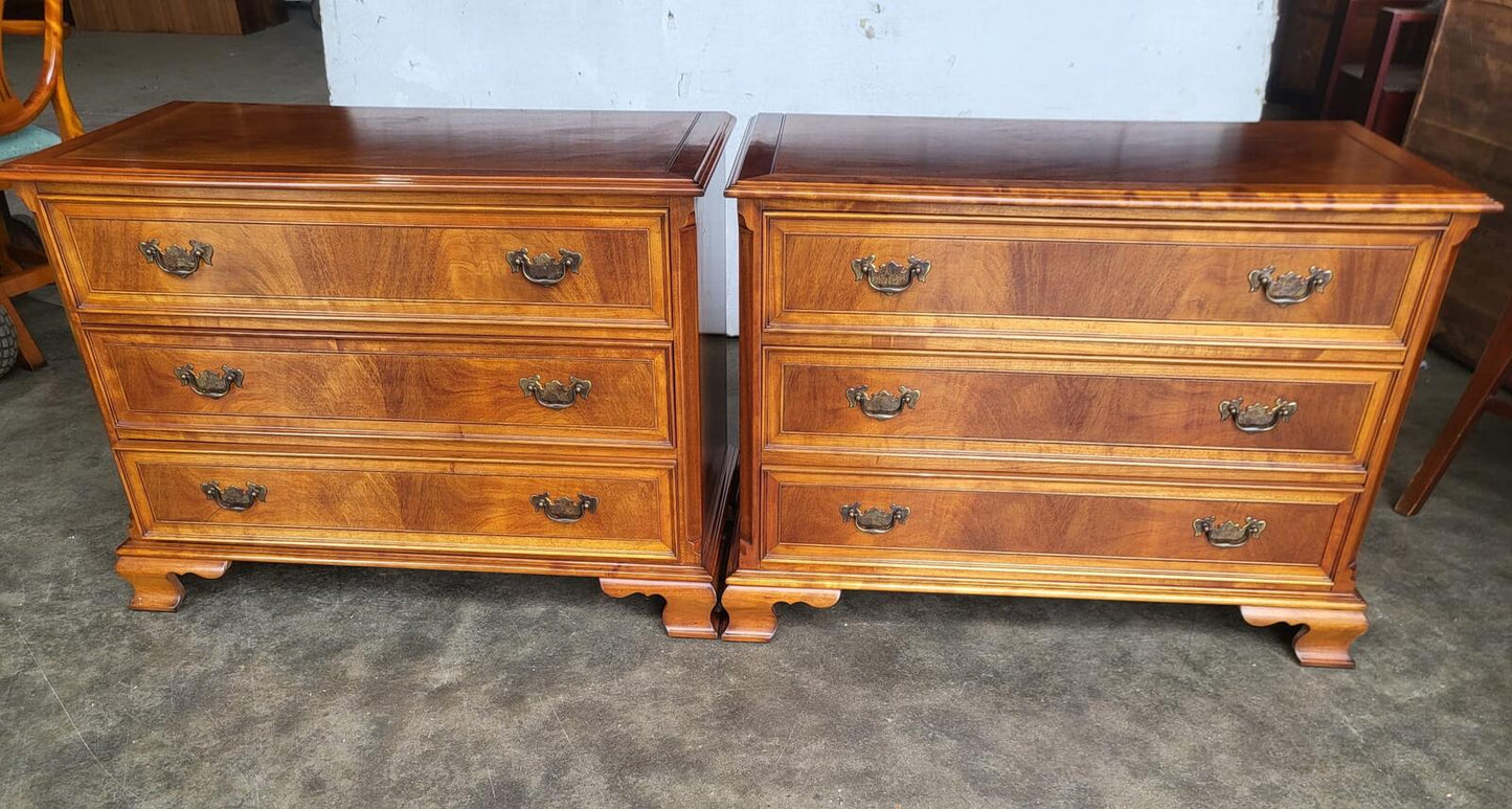 Pair two low antique repro Charles Barr chest of drawers
