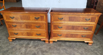 Pair two low antique repro Charles Barr chest of drawers