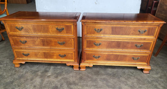 Pair two low antique repro Charles Barr chest of drawers