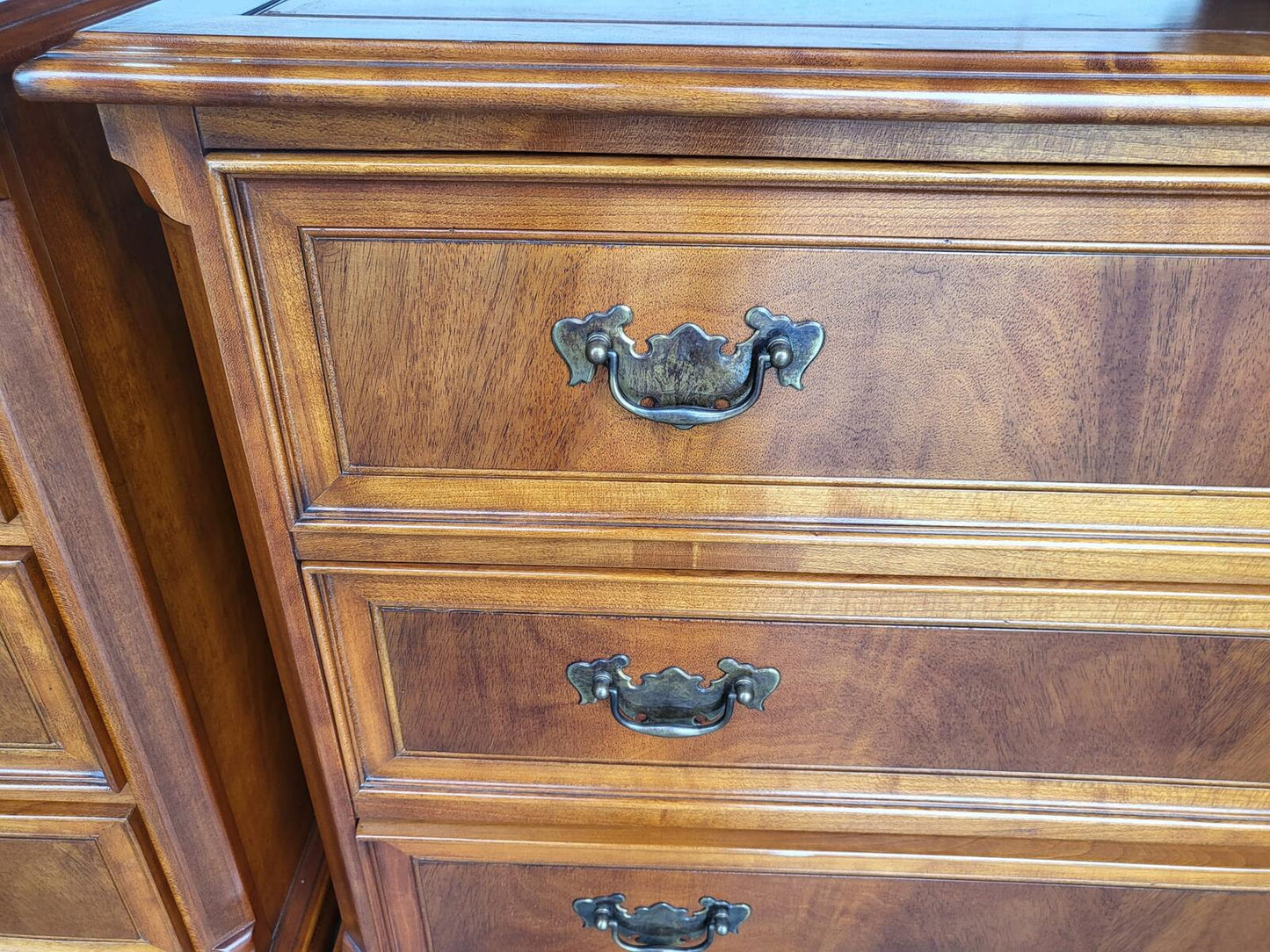 Pair two low antique repro Charles Barr chest of drawers