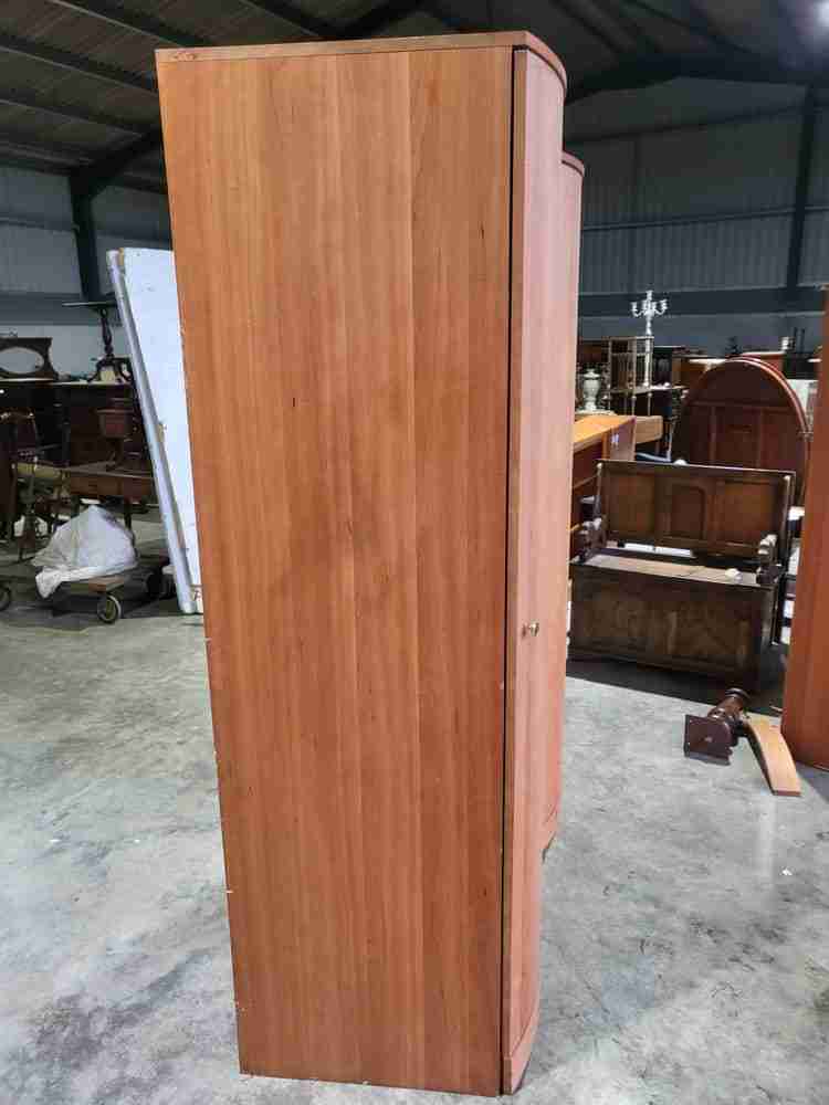 Pair 2 bow front slim wardrobes shelves hanging rail