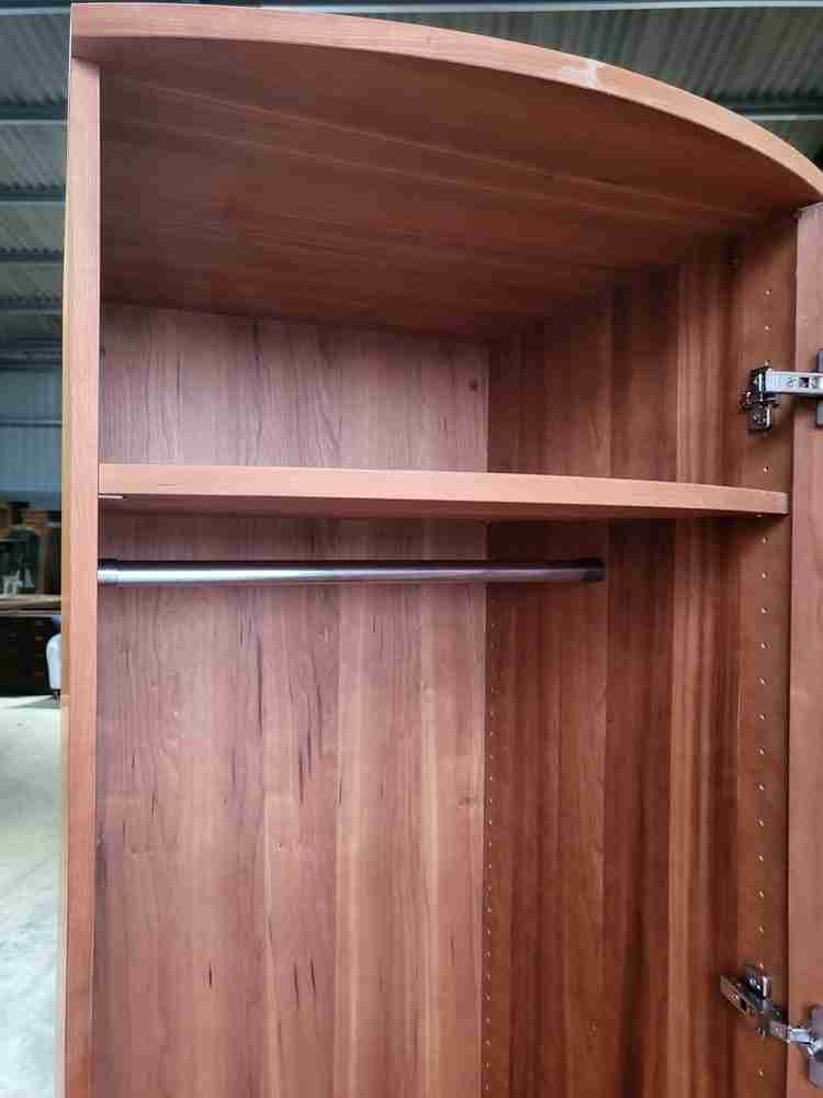 Pair 2 bow front slim wardrobes shelves hanging rail