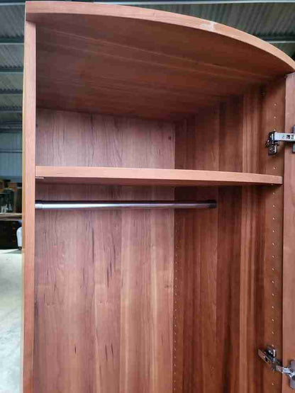 Pair 2 bow front slim wardrobes shelves hanging rail