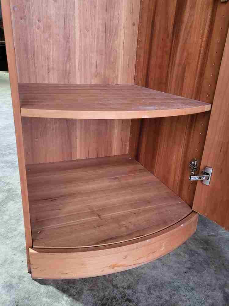 Pair 2 bow front slim wardrobes shelves hanging rail