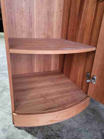 Pair 2 bow front slim wardrobes shelves hanging rail