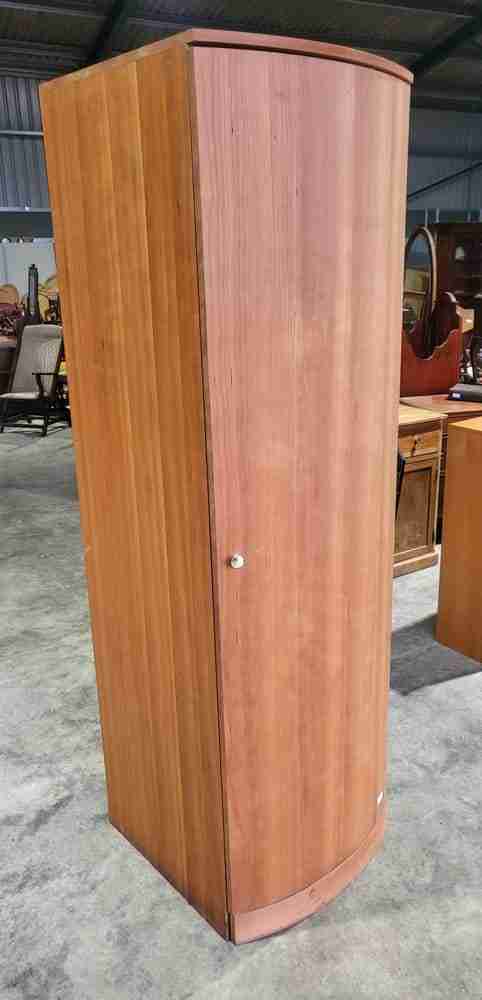 Pair 2 bow front slim wardrobes shelves hanging rail