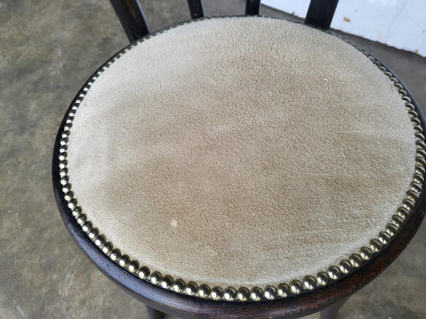Pair two Thonet bentwood bistro chairs no18 suede seats