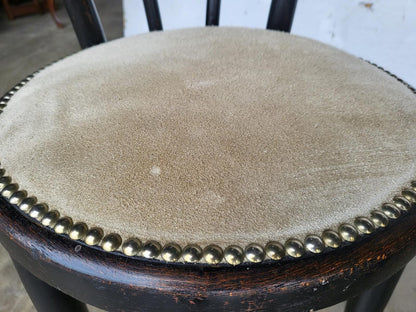 Pair two Thonet bentwood bistro chairs no18 suede seats