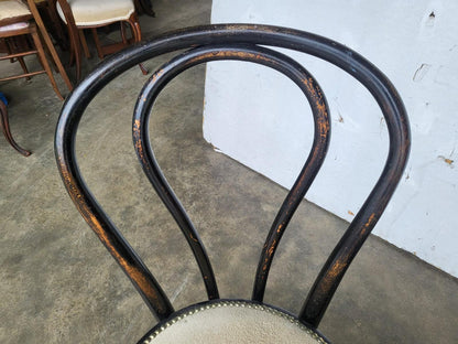 Pair two Thonet bentwood bistro chairs no18 suede seats