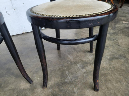 Pair two Thonet bentwood bistro chairs no18 suede seats