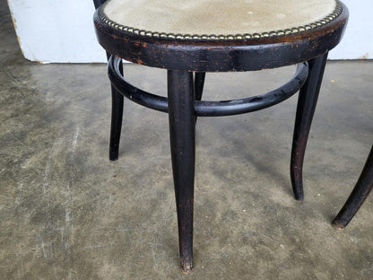 Pair two Thonet bentwood bistro chairs no18 suede seats