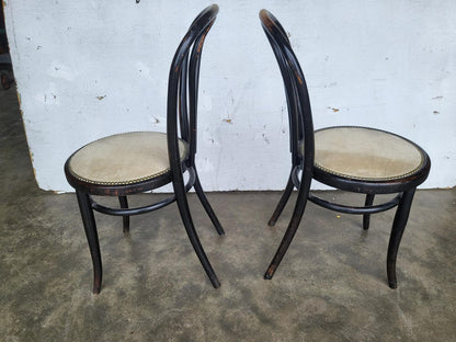 Pair two Thonet bentwood bistro chairs no18 suede seats