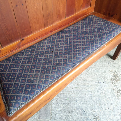 Pine High Back Wing Back Bench Fabric Seat Kitchen Hall Seat
