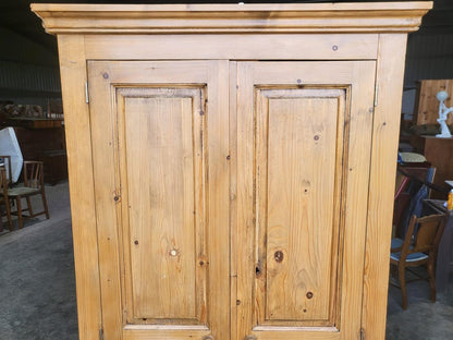 Pine panelled 2 door wardrobe hanging rail bedroom