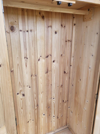 Pine panelled 2 door wardrobe hanging rail bedroom