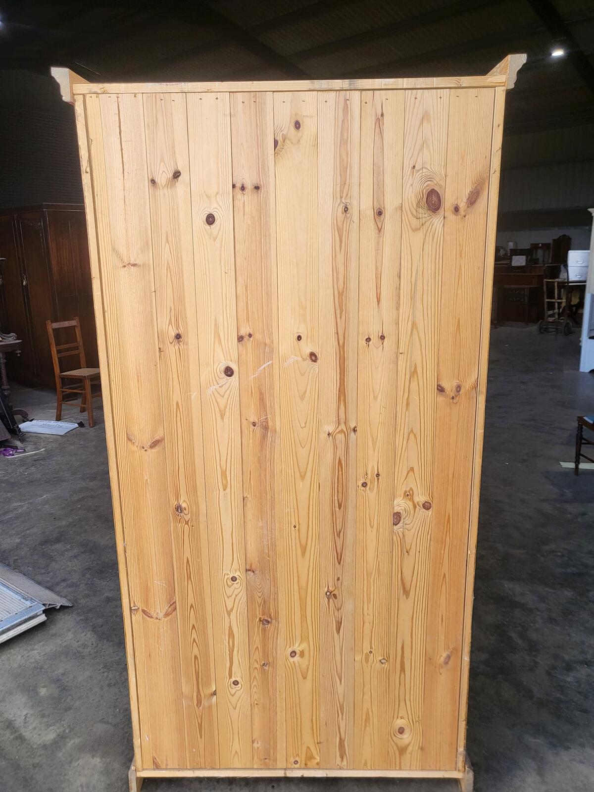 Pine panelled 2 door wardrobe hanging rail bedroom