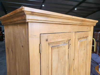 Pine panelled 2 door wardrobe hanging rail bedroom