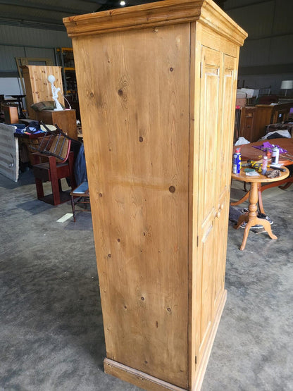 Pine panelled 2 door wardrobe hanging rail bedroom