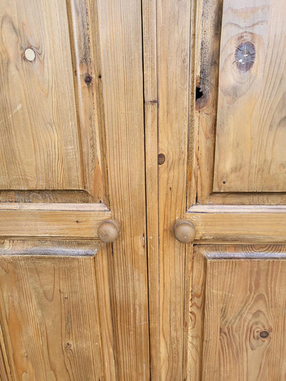 Pine panelled 2 door wardrobe hanging rail bedroom