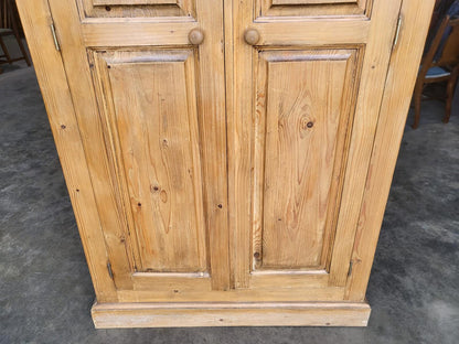 Pine panelled 2 door wardrobe hanging rail bedroom