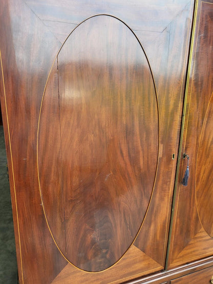 Antique Regency ? mahogany double wardrobe drawers linen press