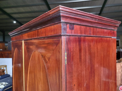 Antique Regency ? mahogany double wardrobe drawers linen press