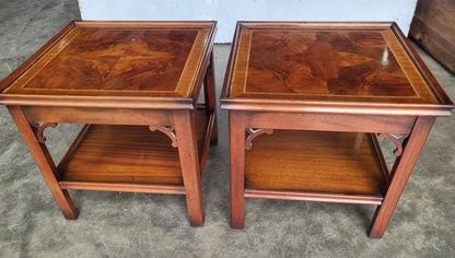 Pair two antique repro Charles Barr lamp side tables