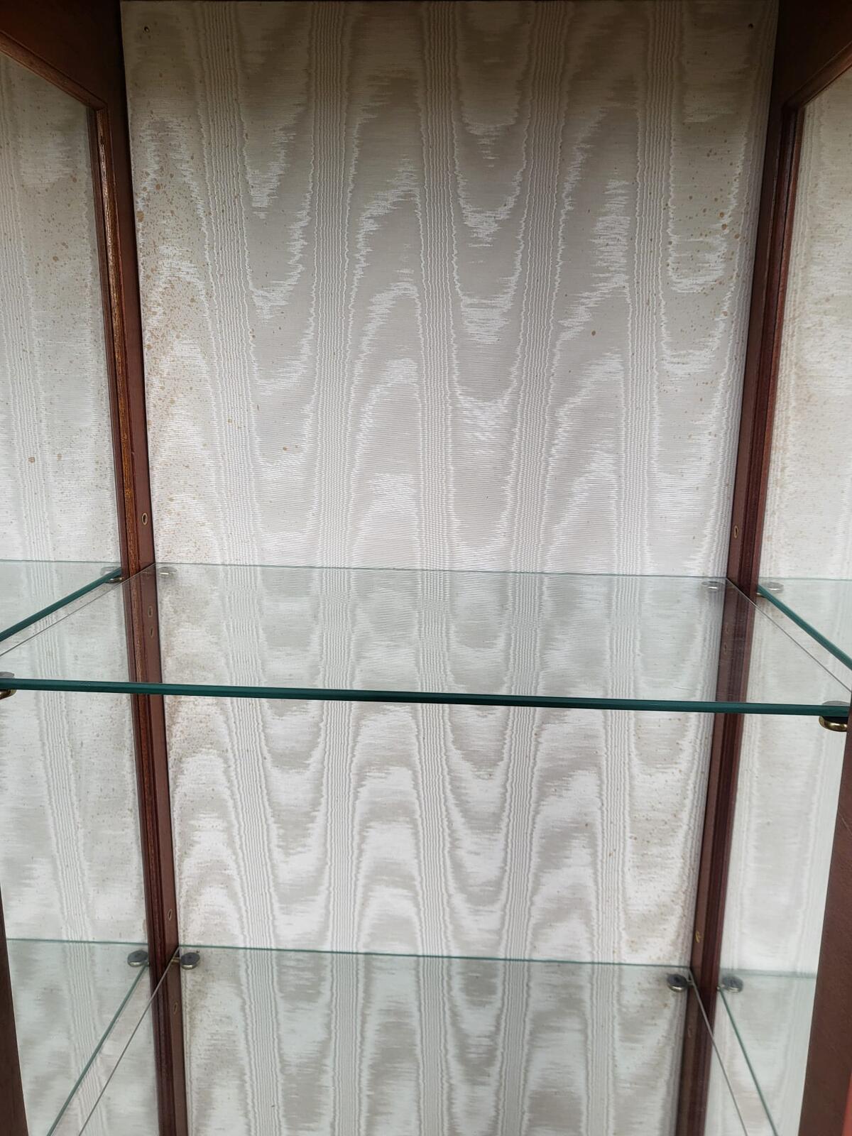 Antique repro large 3 door glazed bookcase cabinet shelves