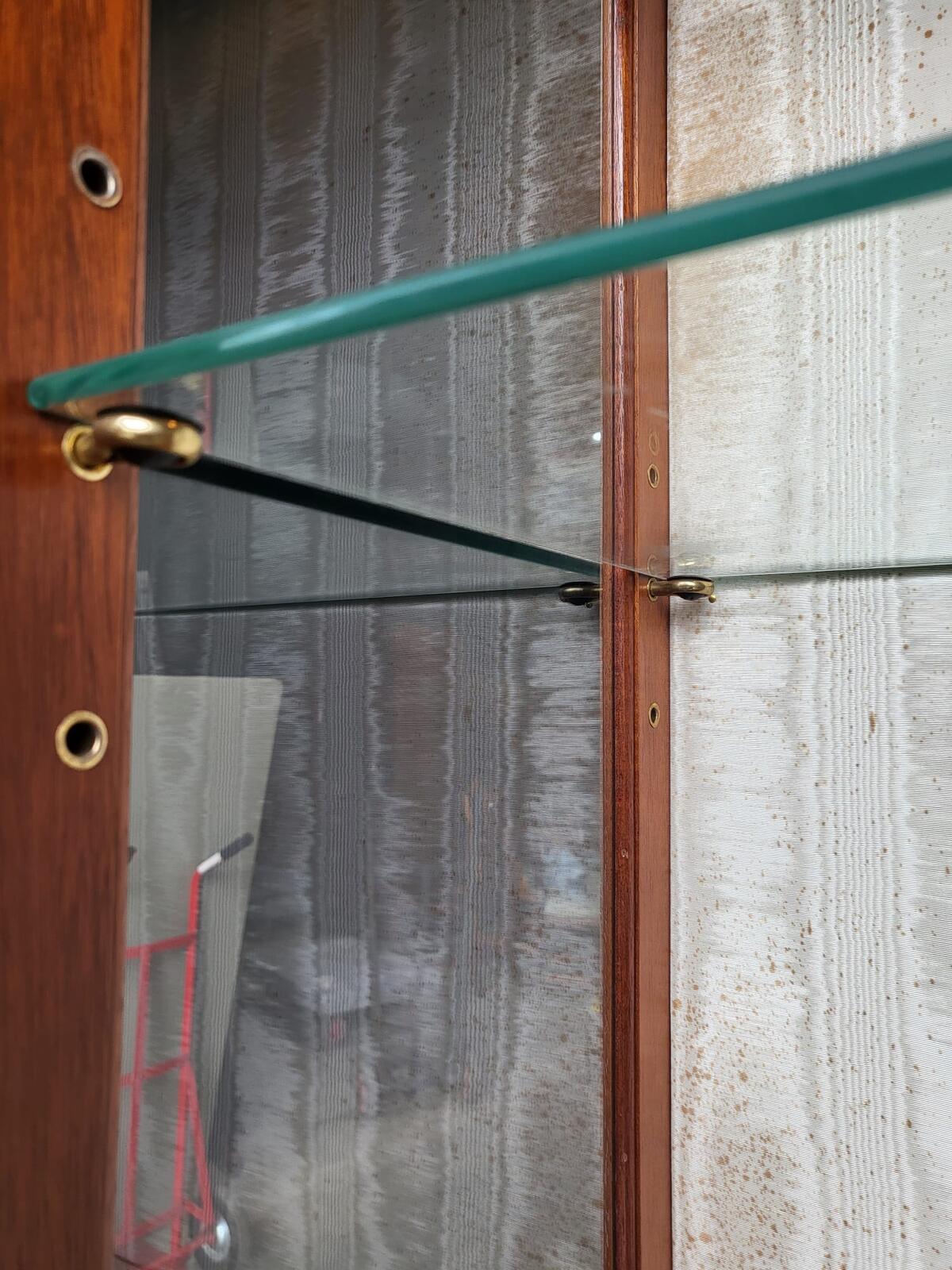 Antique repro large 3 door glazed bookcase cabinet shelves