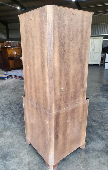 Antique repro large mahogany concave glazed corner cabinet