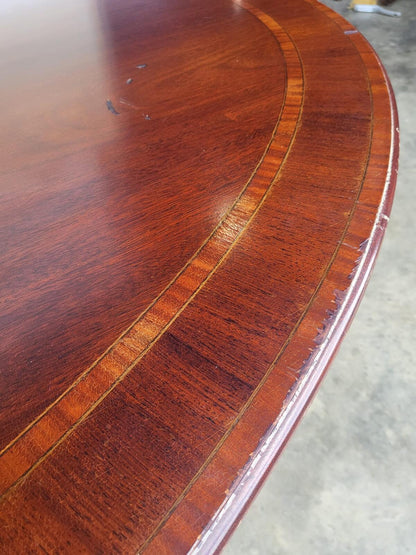 Antique repro large oval tilt top pedestal dining table seat 6