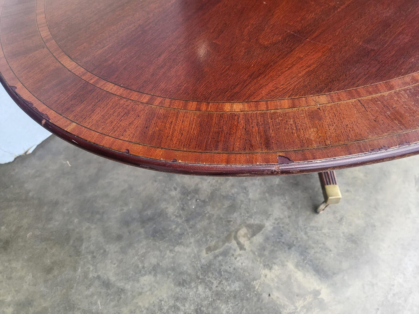 Antique repro large oval tilt top pedestal dining table seat 6