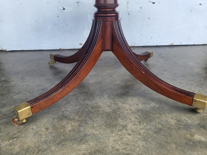 Antique repro large oval tilt top pedestal dining table seat 6