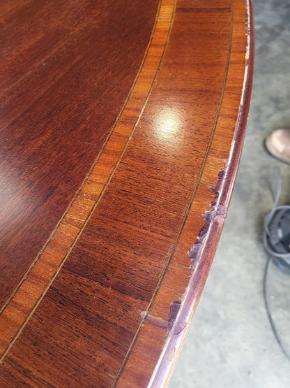 Antique repro large oval tilt top pedestal dining table seat 6
