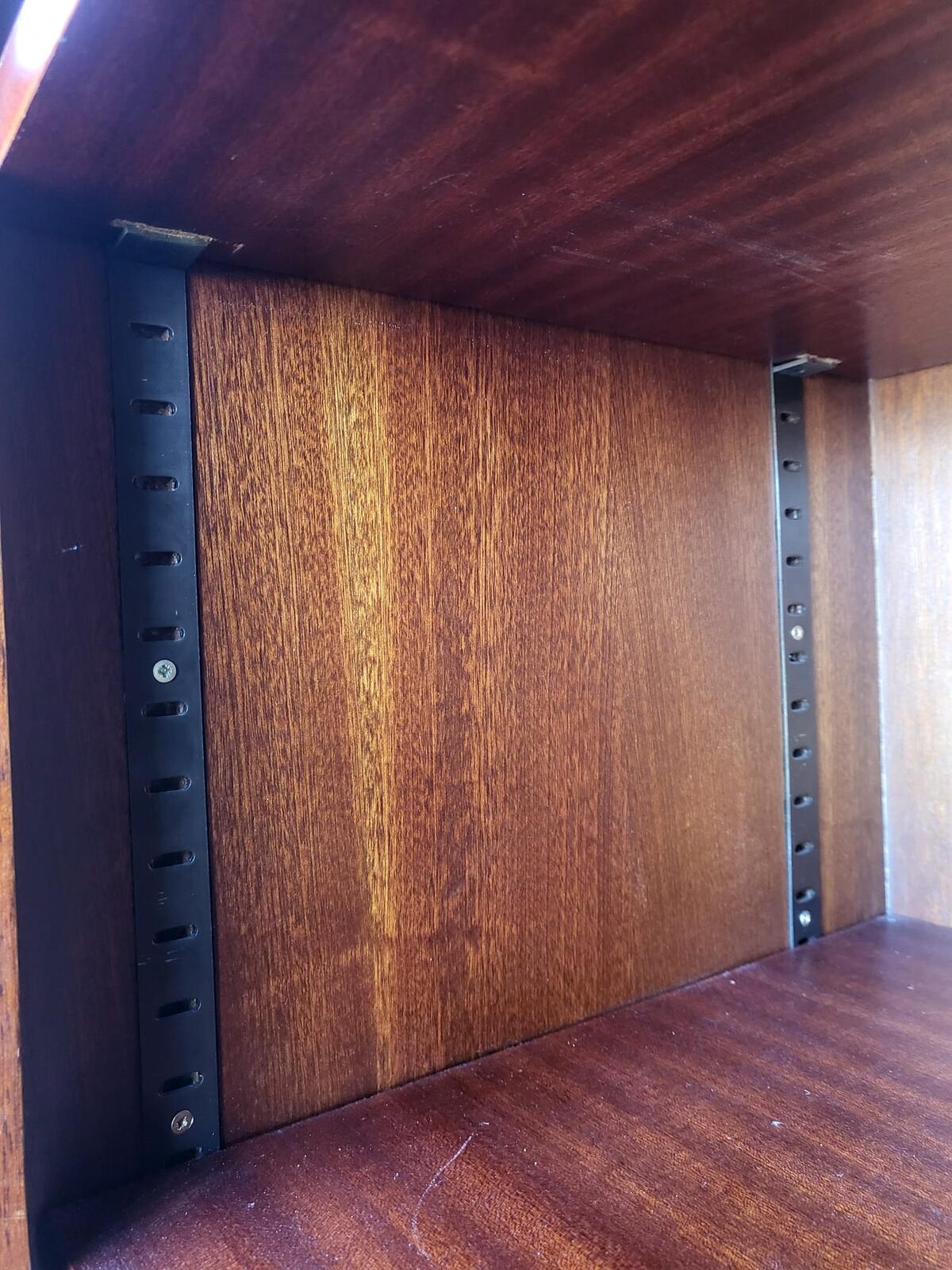 Antique repro mahogany large open bookcase adjustable shelves
