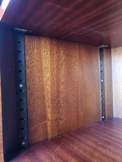 Antique repro mahogany large open bookcase adjustable shelves