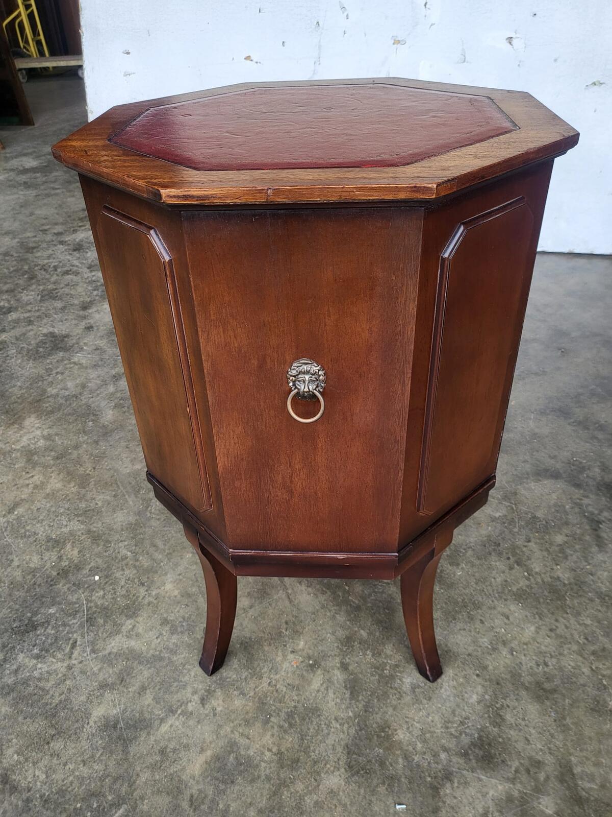 Antique repro octagonal side end lamp table cabinet legs