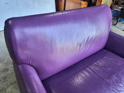 Antique repro leather 2 seat sofa 2 x armchairs wood legs