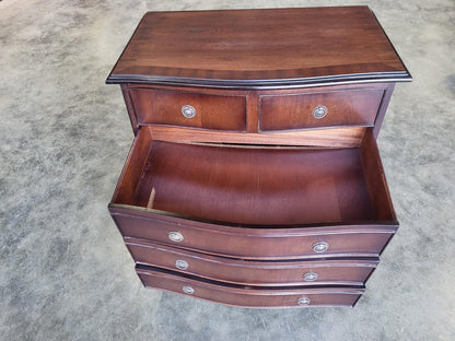 Antique repro serpentine small chest of drawers bracket feet