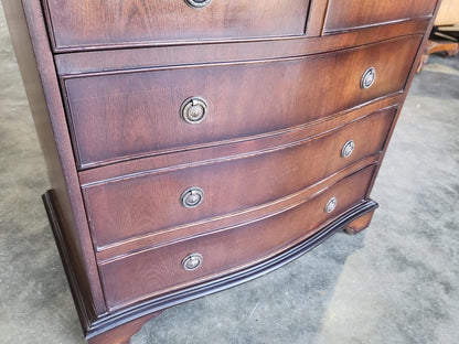 Antique repro serpentine small chest of drawers bracket feet