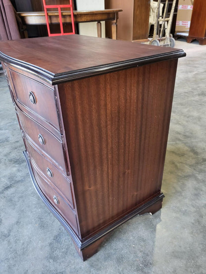 Antique repro serpentine small chest of drawers bracket feet