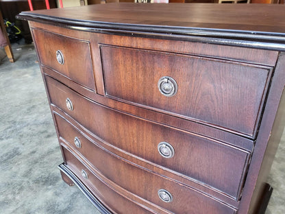 Antique repro serpentine small chest of drawers bracket feet