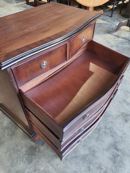 Antique repro serpentine small chest of drawers bracket feet