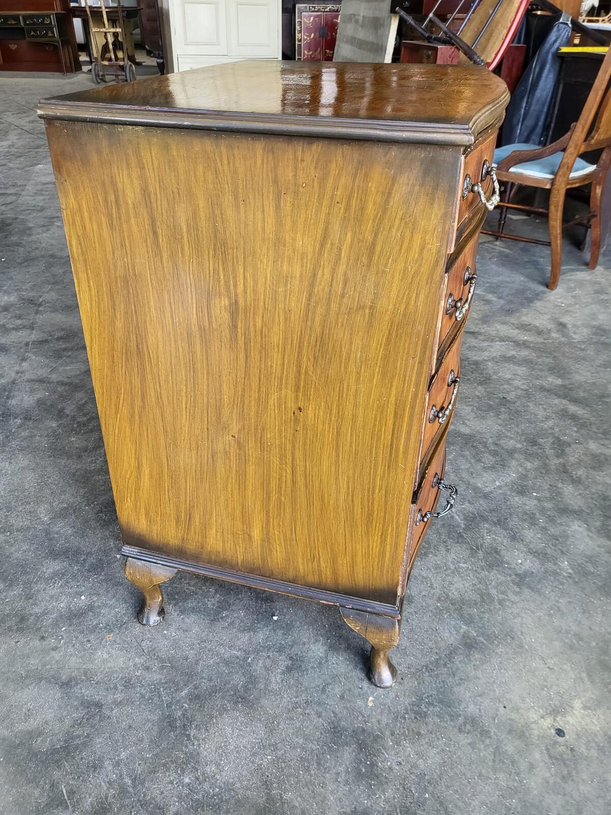 Antique repro serpentine small chest of drawers cabriole legs