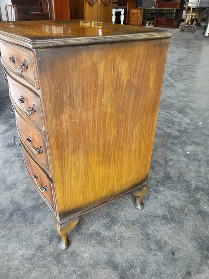 Antique repro serpentine small chest of drawers cabriole legs