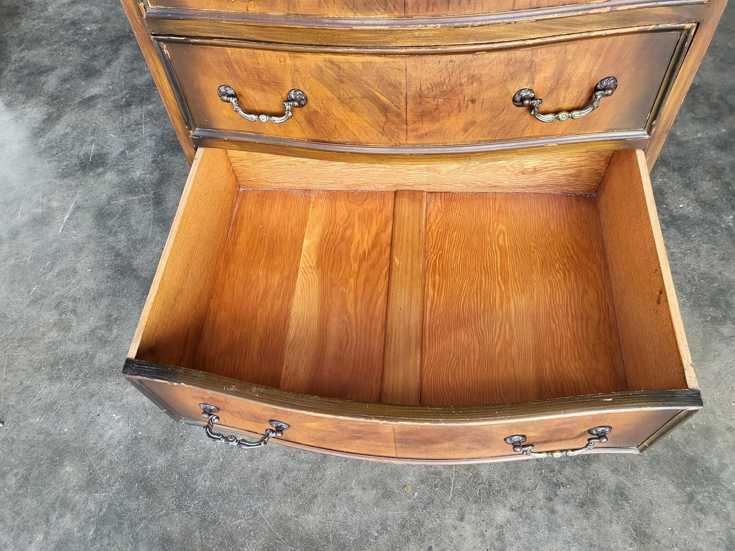 Antique repro serpentine small chest of drawers cabriole legs