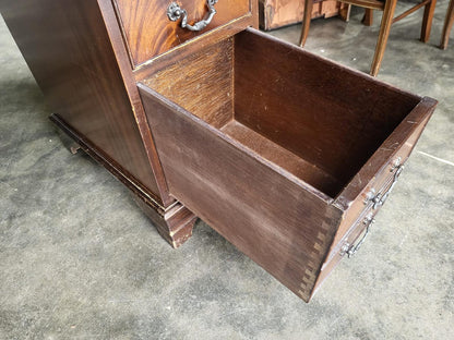 Antique repro shabby small twin pedestal desk leather top