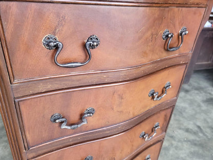 Antique repro small tall slim serpentine chest of 6 drawers