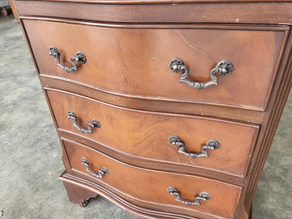 Antique repro small tall slim serpentine chest of 6 drawers