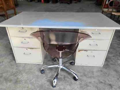 Vintage retro industrial metal pedestal desk 6 drawers partners office home